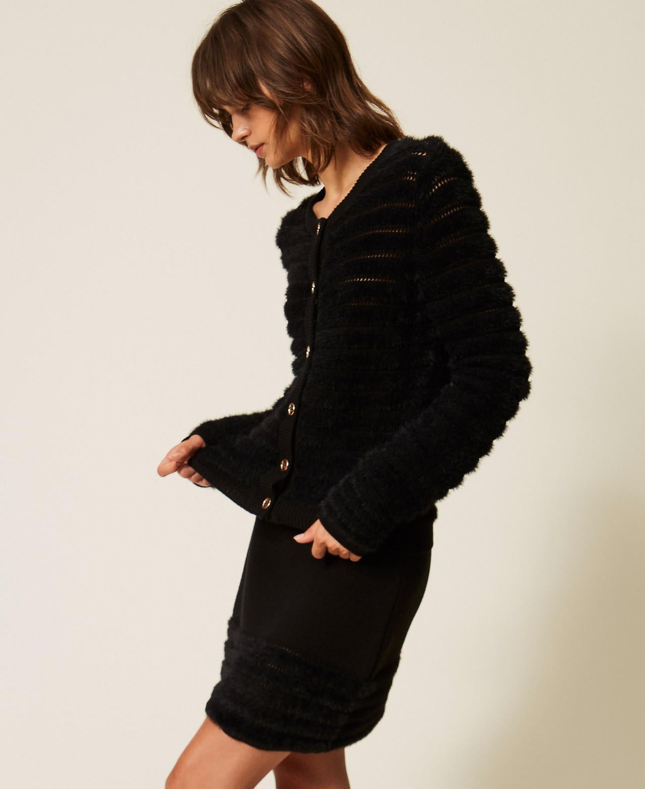 cardigan in maglia con bottoni 262AP3032 00006 TWINSET ACTITUDE 