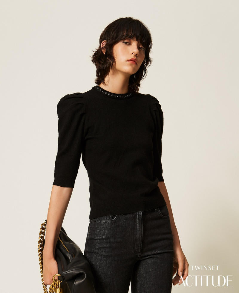 maglia con strass 262AP3171 00006 TWINSET ACTITUDE 