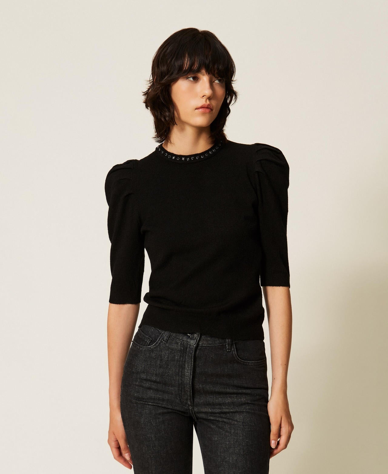 maglia con strass 262AP3171 00006 TWINSET ACTITUDE 