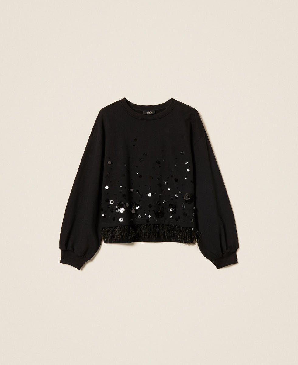 felpa con piume 262AT2100 00006 TWINSET ACTITUDE 