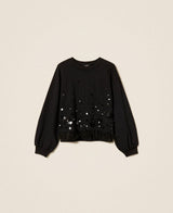 TWINSET ACTITUDE felpa con piume Nero