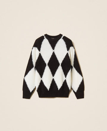 maglia in lana a rombi 262AT3020 02741 TWINSET ACTITUDE 