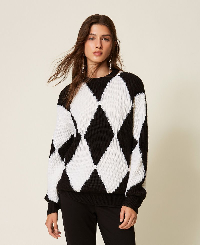 maglia in lana a rombi 262AT3020 02741 TWINSET ACTITUDE 
