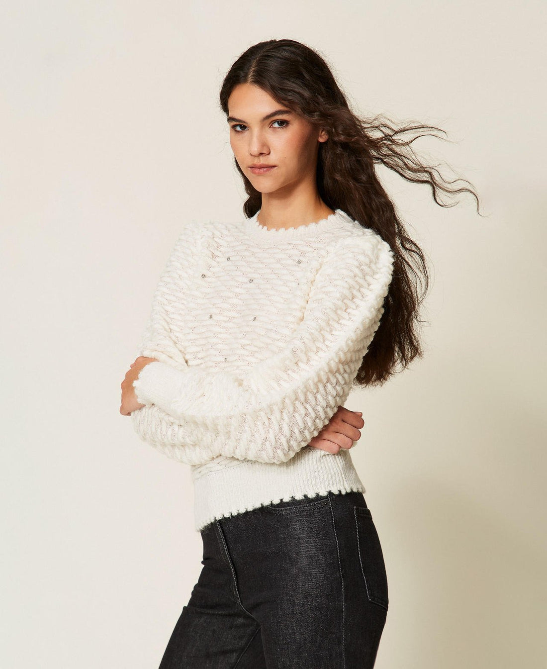 maglia con ricamo 262AT3050 00282 TWINSET ACTITUDE 