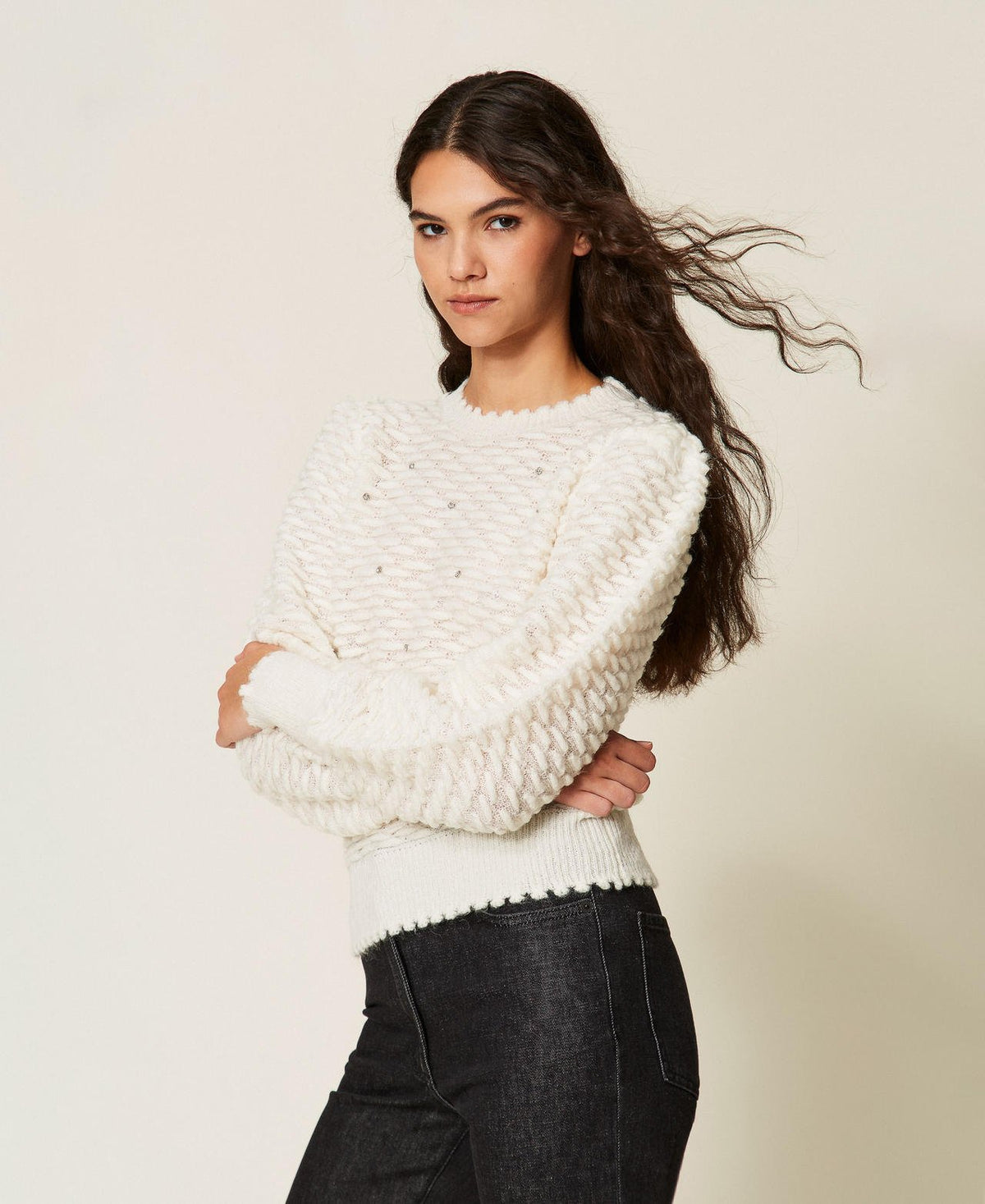 maglia con ricamo 262AT3050 00282 TWINSET ACTITUDE 