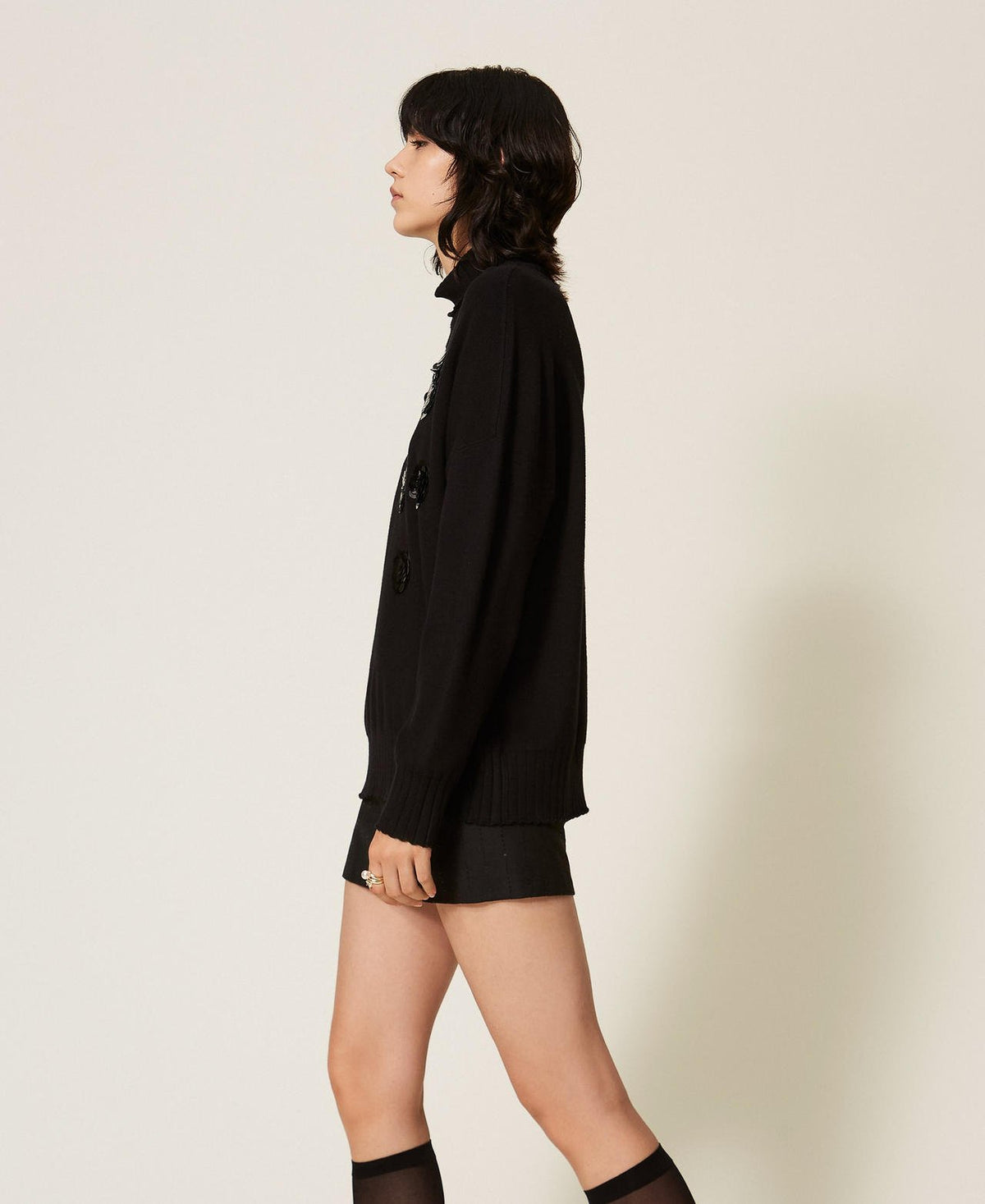 Maglia dolcevita con ricamo pailettes 262AT3100 00006 TWINSET ACTITUDE 