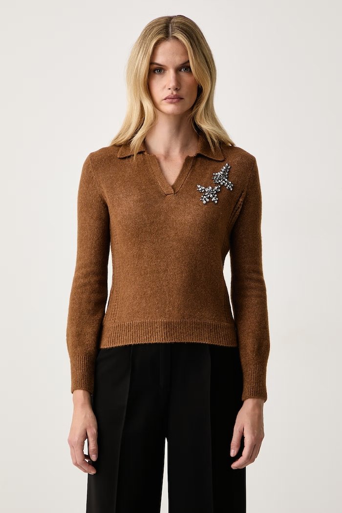 maglia scollo a v a camicia 262AT3121 00605 TWINSET ACTITUDE 