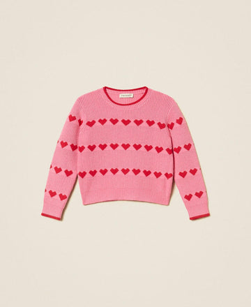 maglione con ricamo cuori 262GB3030 13792 TWINSET GIRL 