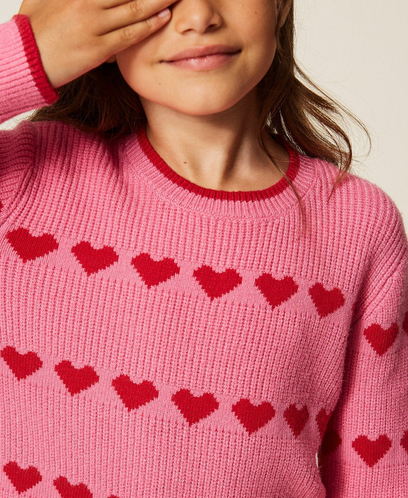 maglione con ricamo cuori 262GB3030 13792 TWINSET GIRL 