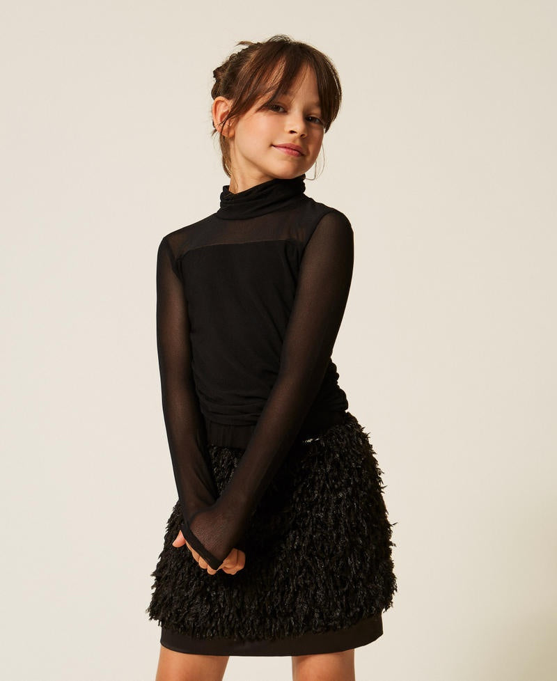 maglia collo alto in tulle 262GJ2250 00282 TWINSET GIRL 