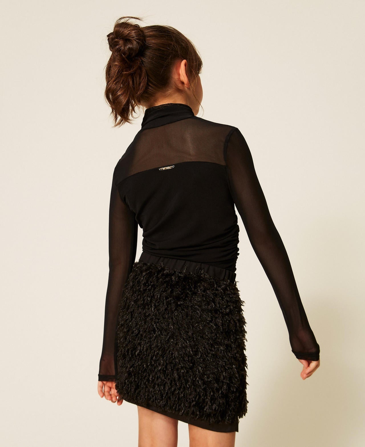 maglia collo alto in tulle 262GJ2250 00282 TWINSET GIRL 