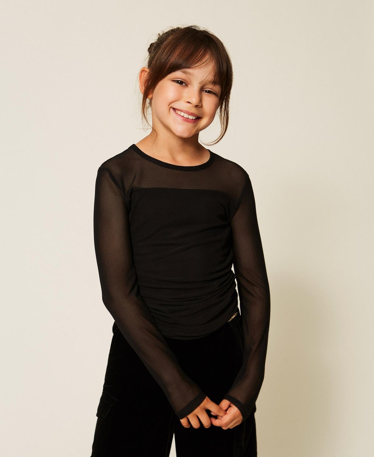 t-shirt in tulle stretch 262GJ2251 00006 TWINSET GIRL 