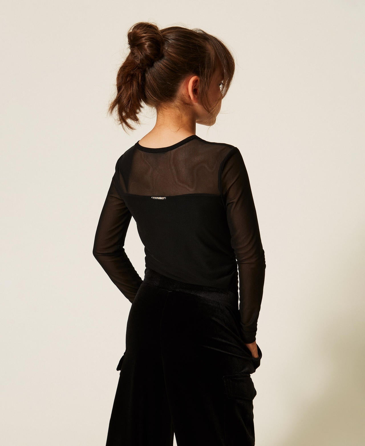t-shirt in tulle stretch 262GJ2251 00006 TWINSET GIRL 