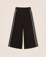 TWINSET GIRL pantalone a palazzo in felpa Nero