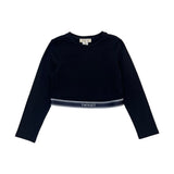 TWINSET GIRL t-shirt cropped logata Nero