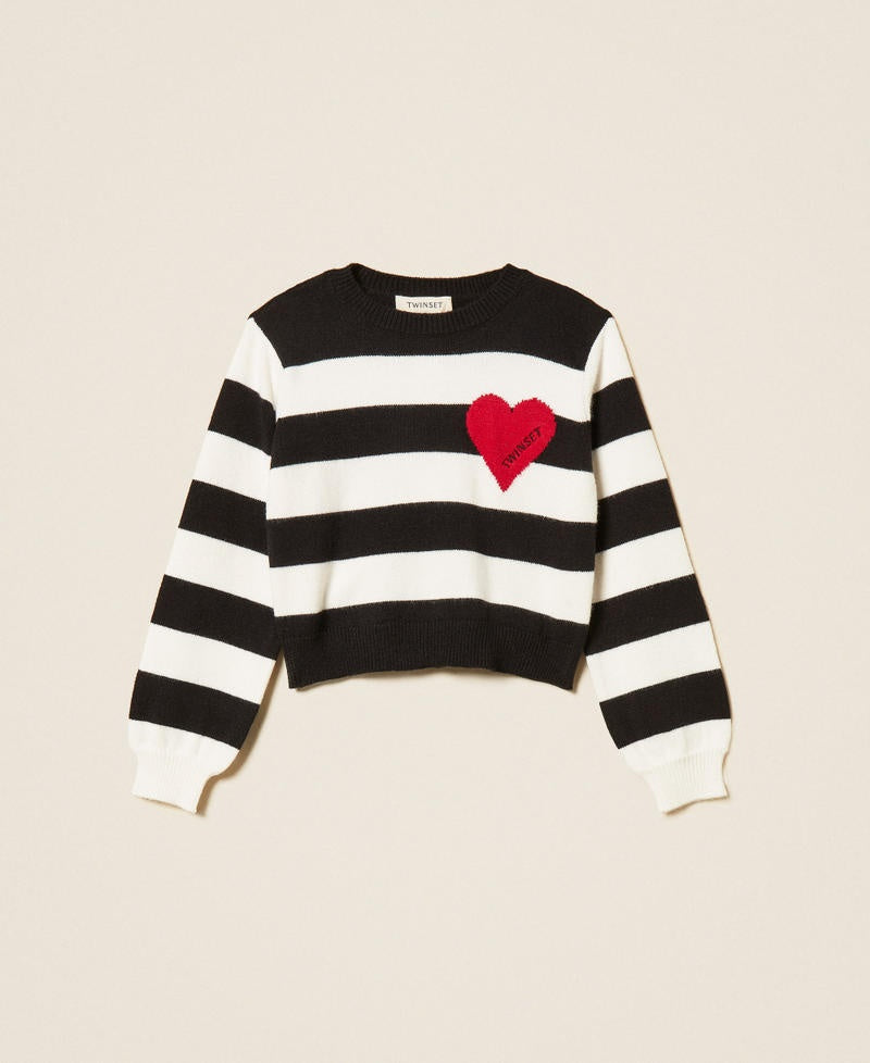maglione a righe con cuore 262GJ3042 13776 TWINSET GIRL 