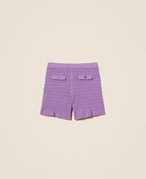 TWINSET GIRL shorts fitted con logo Viola