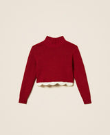 TWINSET GIRL maglia a lupetto in crochet Rosso