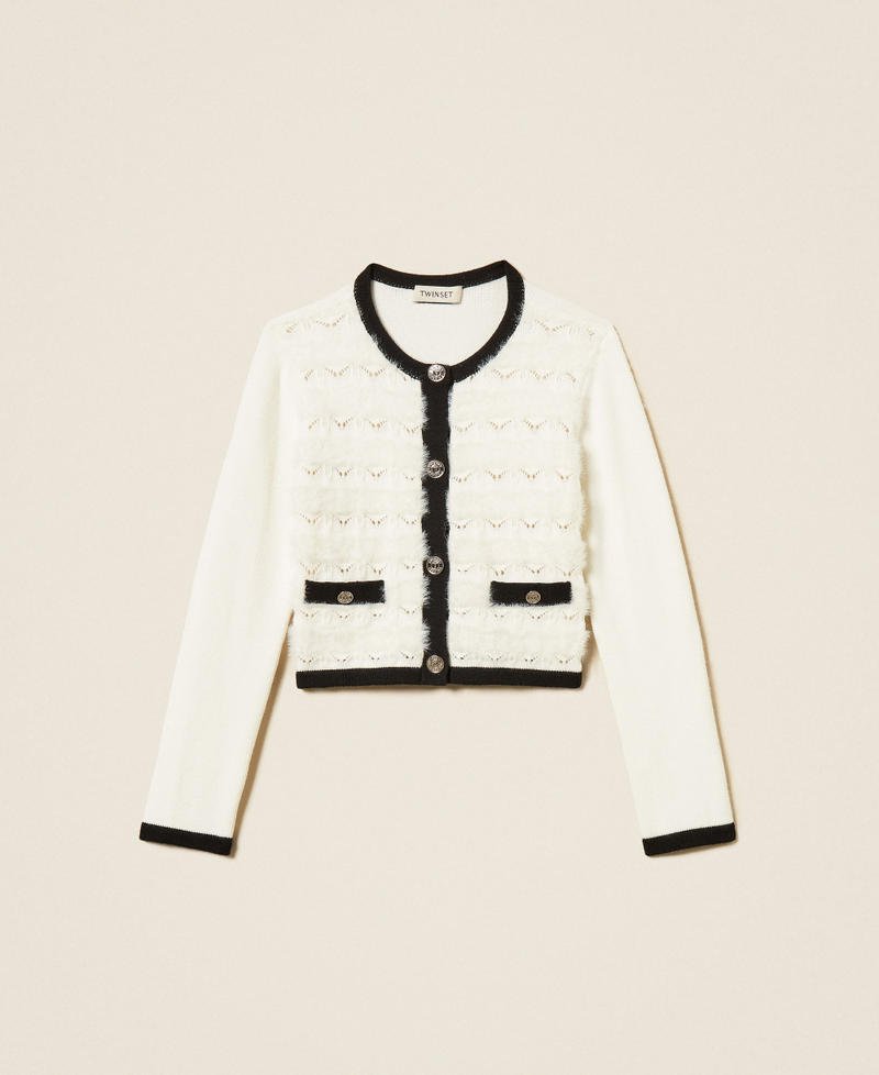 cardigan lavorato con contrasti 262GJ3090 03711 TWINSET GIRL 