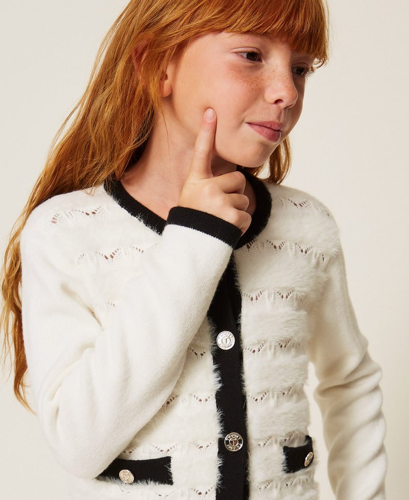 cardigan lavorato con contrasti 262GJ3090 03711 TWINSET GIRL 