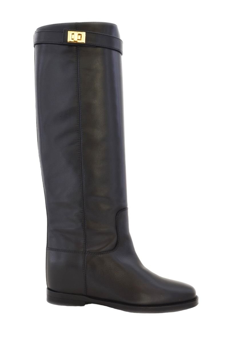 stivale in pelle nera con lucchetto 3807 NERO VIA ROMA 15 