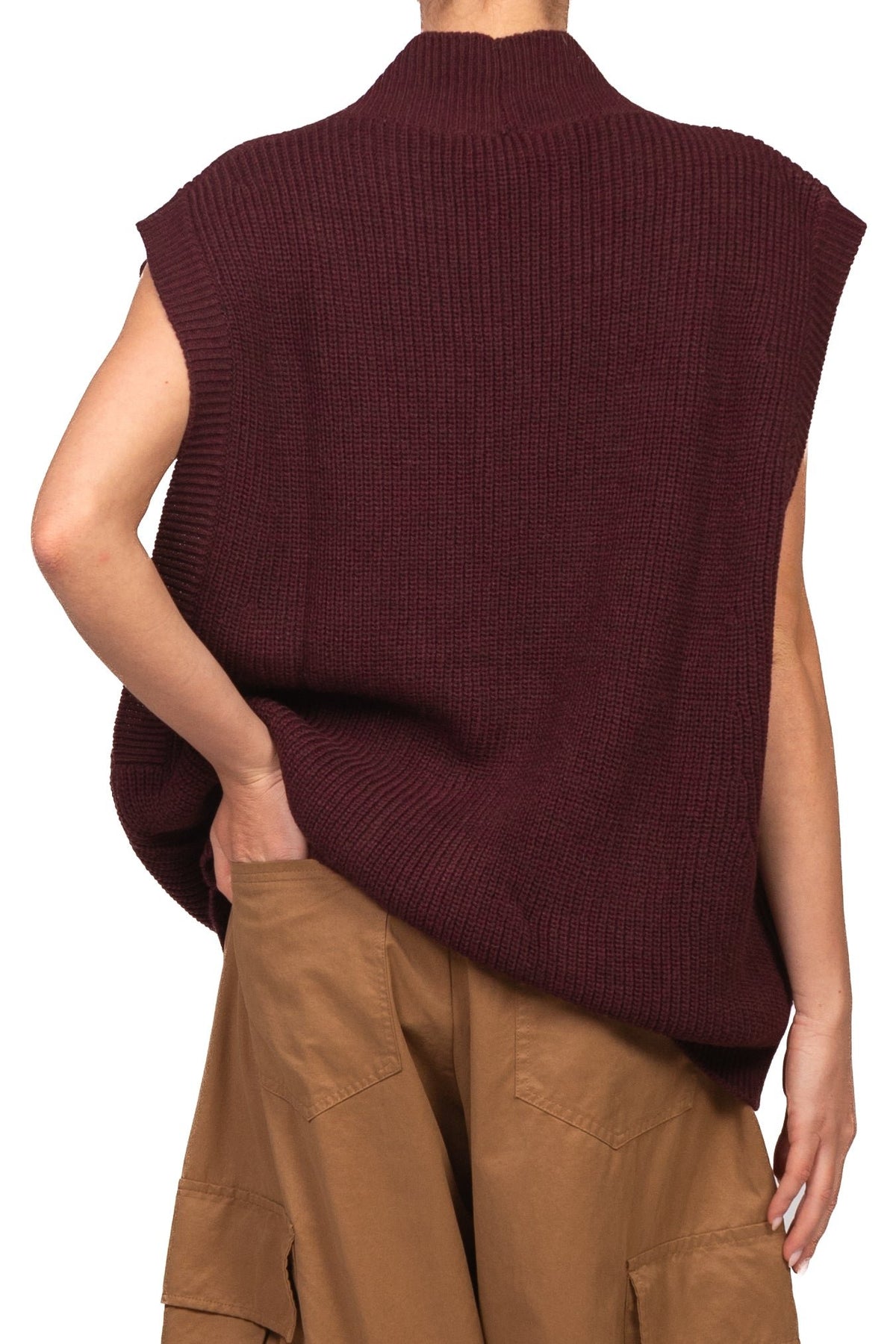 cardigan in maglia over con bottoni 7AC7083 BORDEAUX VICOLO 