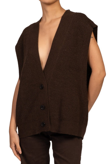 cardigan in maglia over con bottoni 7AC7083 MORO VICOLO 