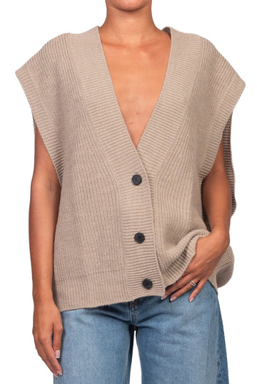 cardigan in maglia over con bottoni 7AC7083 TAUPE VICOLO 