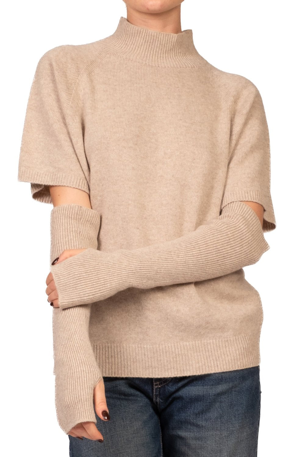 maglia con manicotti 7AC7190 BEIGE VICOLO 