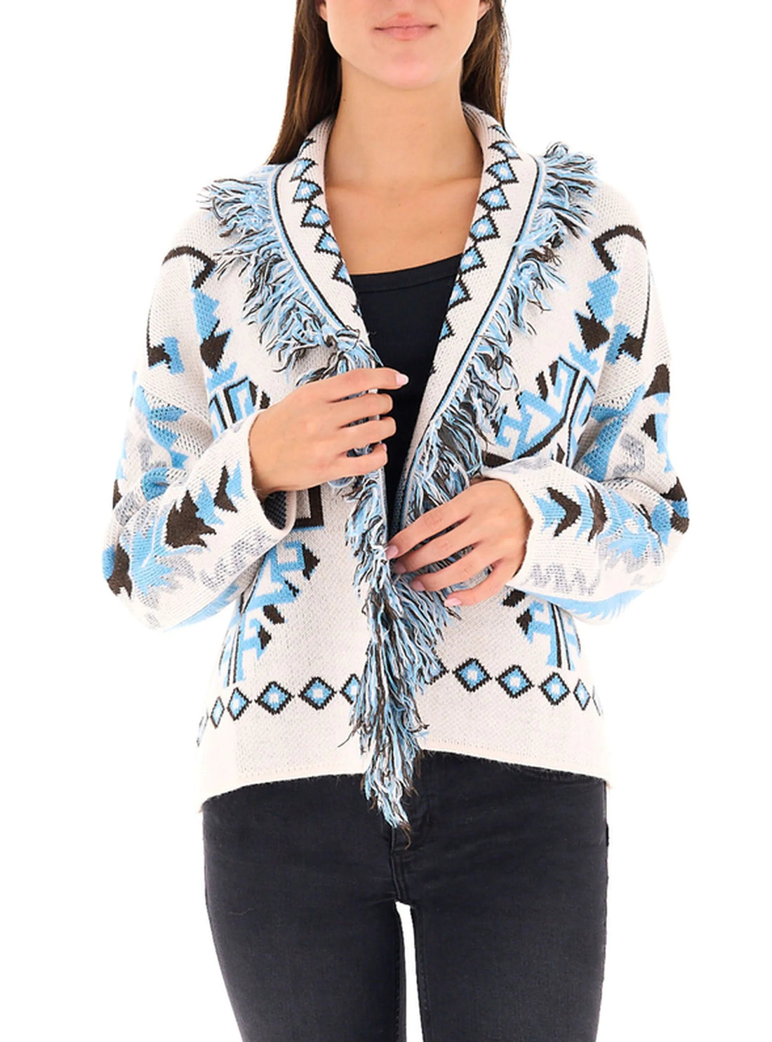 cardigan aperto 7AC7203 NATURALE AZZURRO VICOLO 