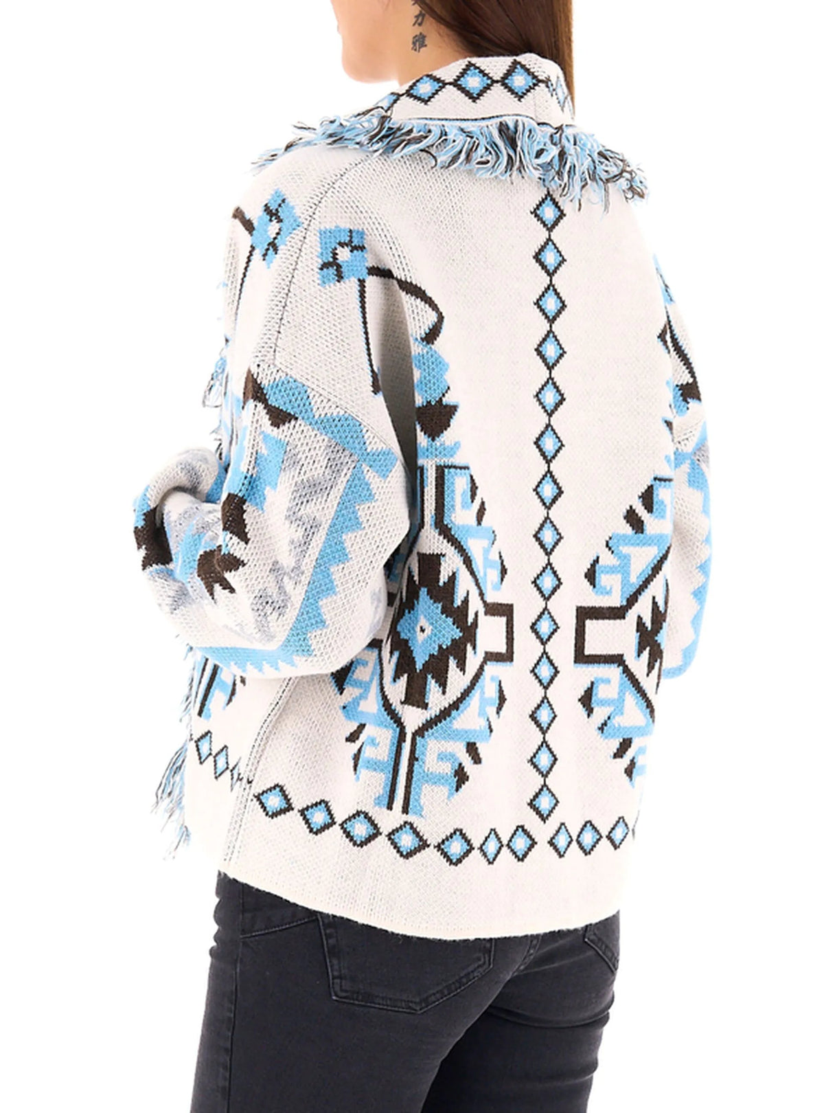 cardigan aperto 7AC7203 NATURALE AZZURRO VICOLO 