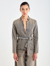 VICOLO giacca in denim con cintura Denim grigio