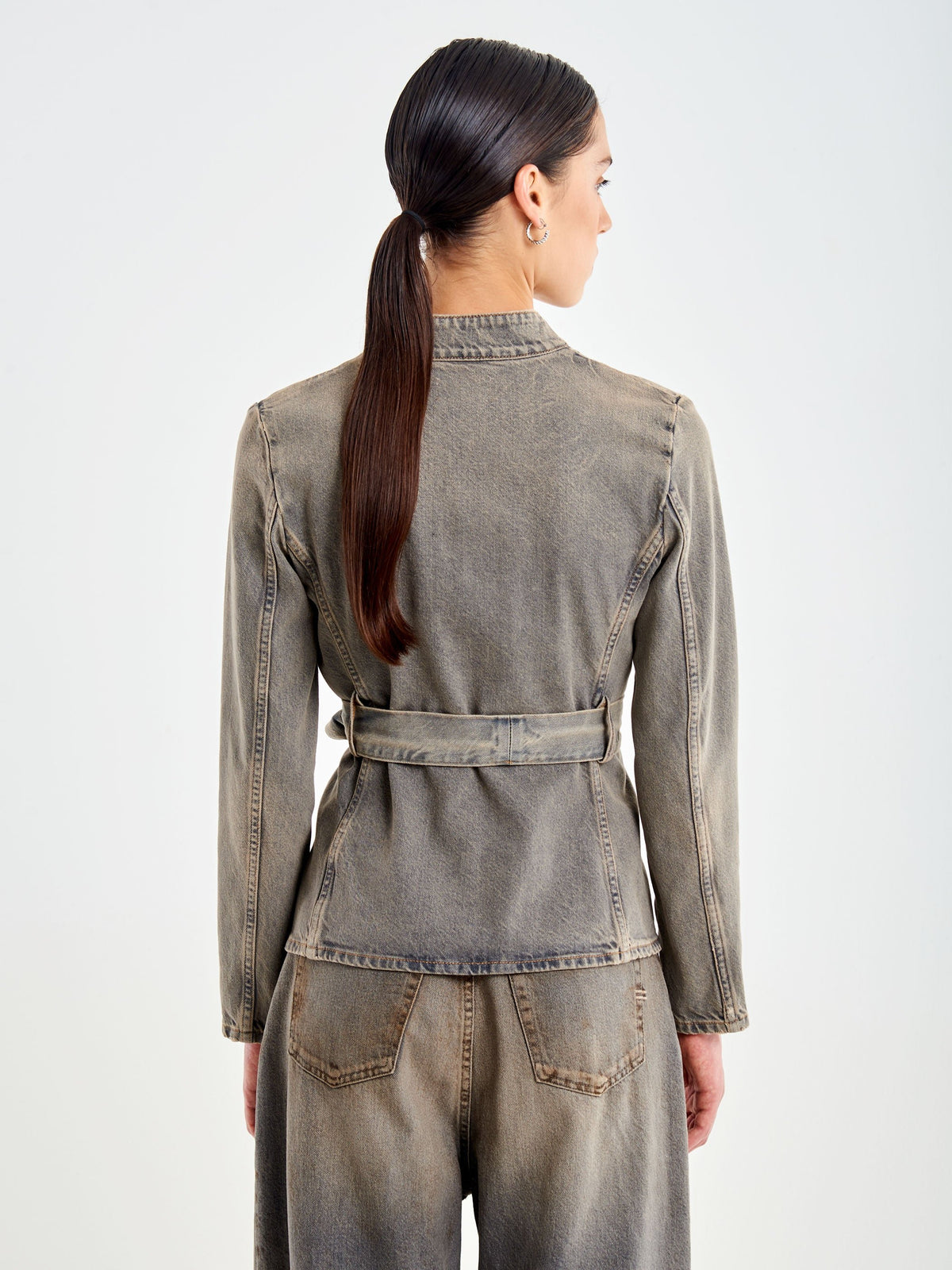 giacca in denim con cintura DAC5002 DENIM GRIGIO VICOLO 