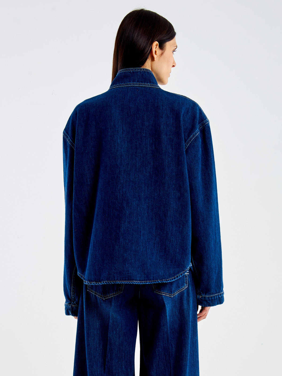 camicia in jeans con taschino DAC5075 BLU VICOLO 