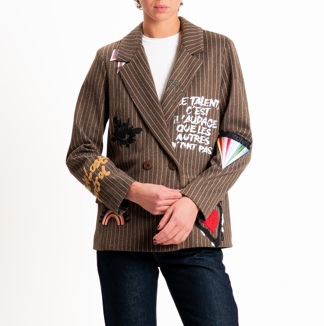 giacca gessata con patch RAC0245 MORO VICOLO 