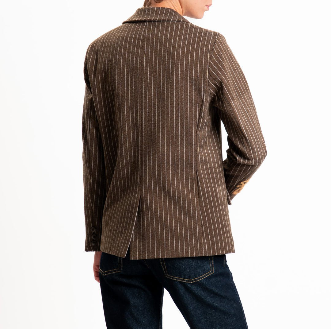 giacca gessata con patch RAC0245 MORO VICOLO 