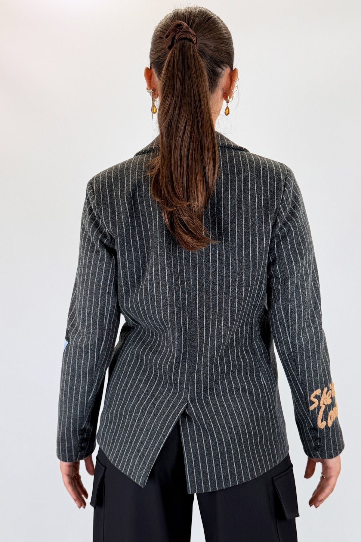 giacca gessata con patch RAC0245 NERO VICOLO 