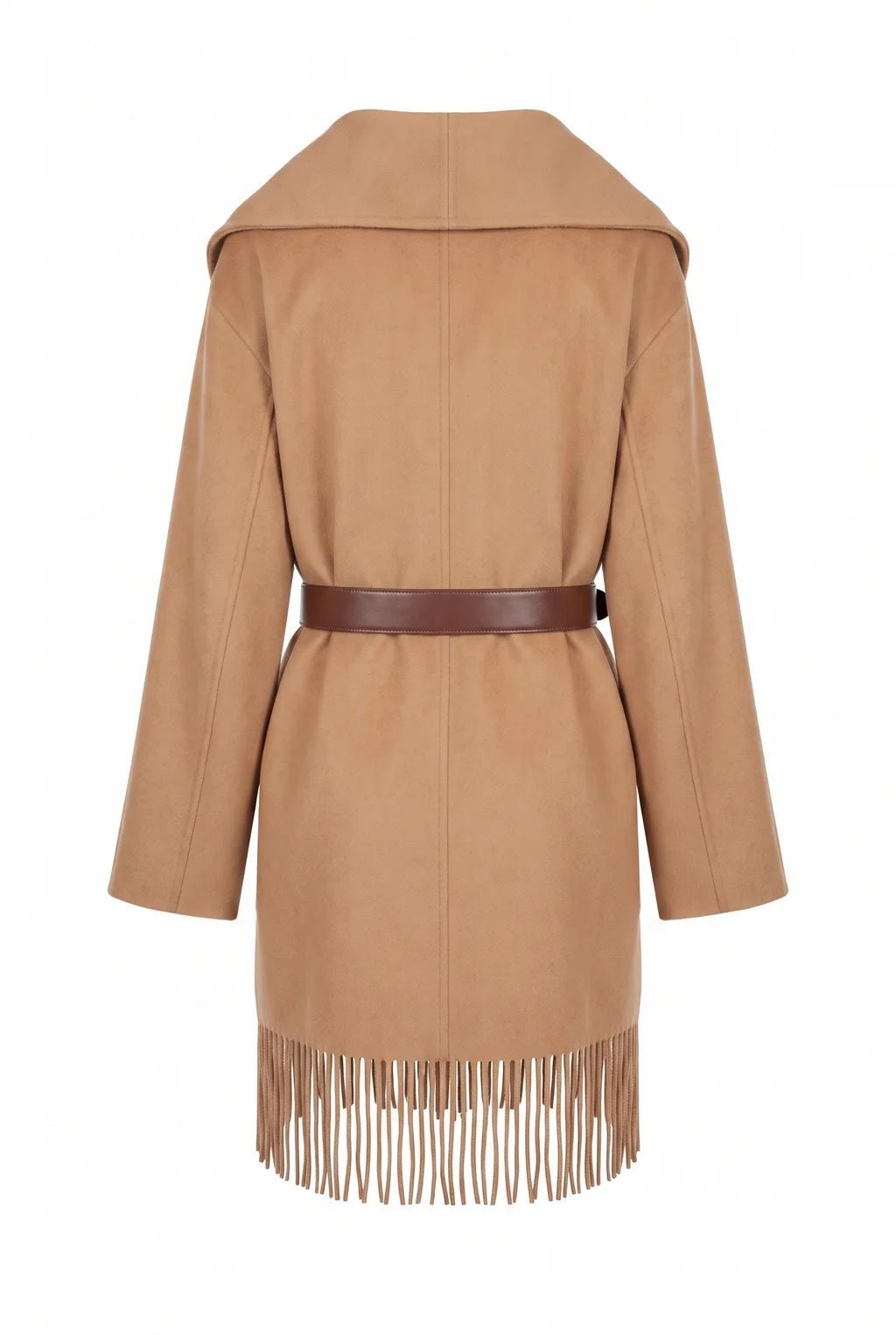 cappotto con frange e cinta TAC0072 CAMMELLO VICOLO 