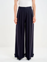 VICOLO pantalone gessato over con pieghe Blu