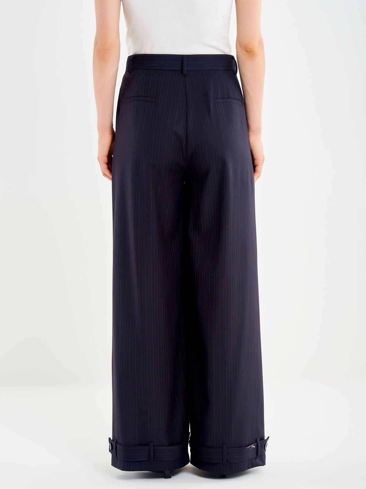 pantalone gessato over con pieghe TAC0108 BLU VICOLO 