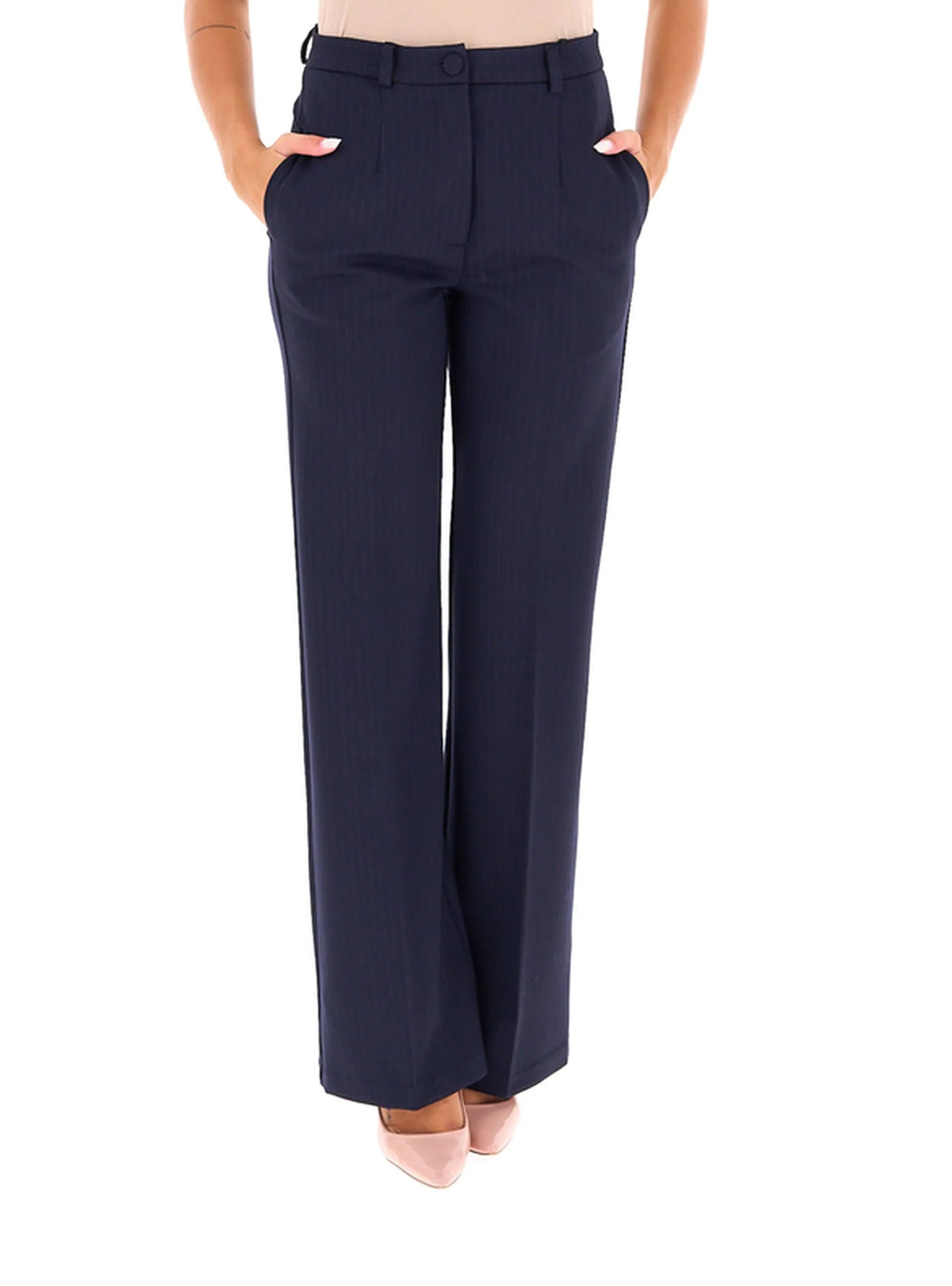 pantalone gessato wide leg TAC0210 BLU VICOLO 