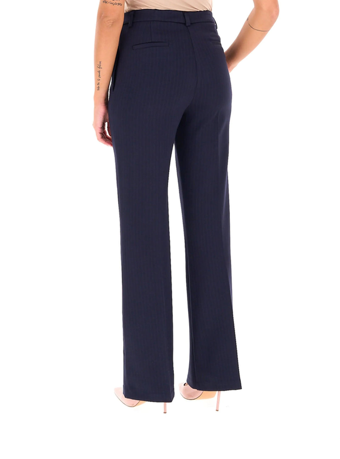 pantalone gessato wide leg TAC0210 BLU VICOLO 