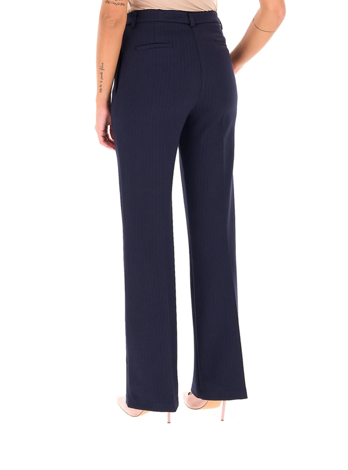 pantalone gessato wide leg TAC0210 BLU VICOLO 