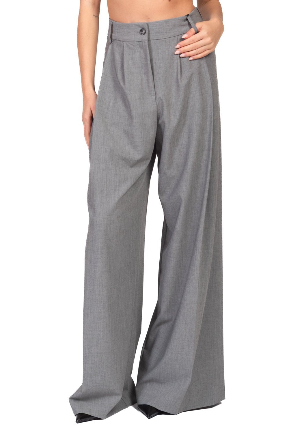 pantalone palazzo con pinces TAC0438 GRIGIO VICOLO 