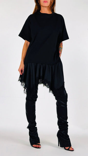 abito con mini balza in pizzo UAC0180 NERO VICOLO 