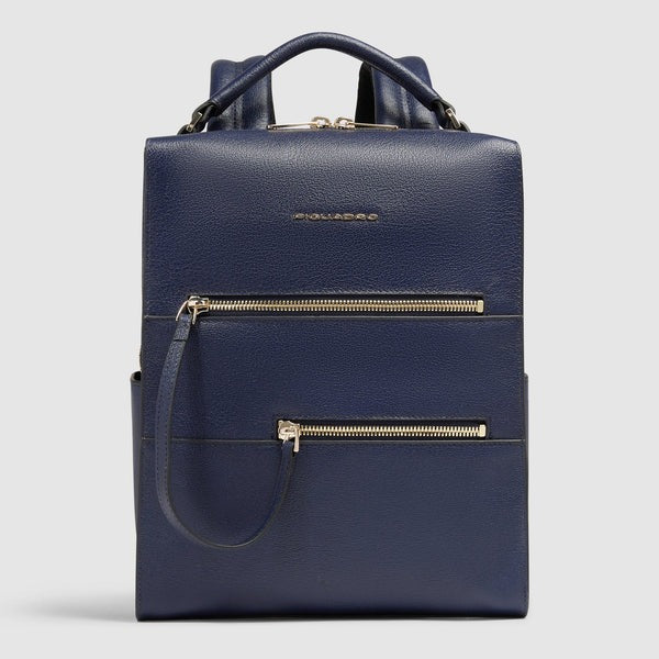 Zaino in pelle con doppia zip CA6771W140 BLU PIQUADRO 