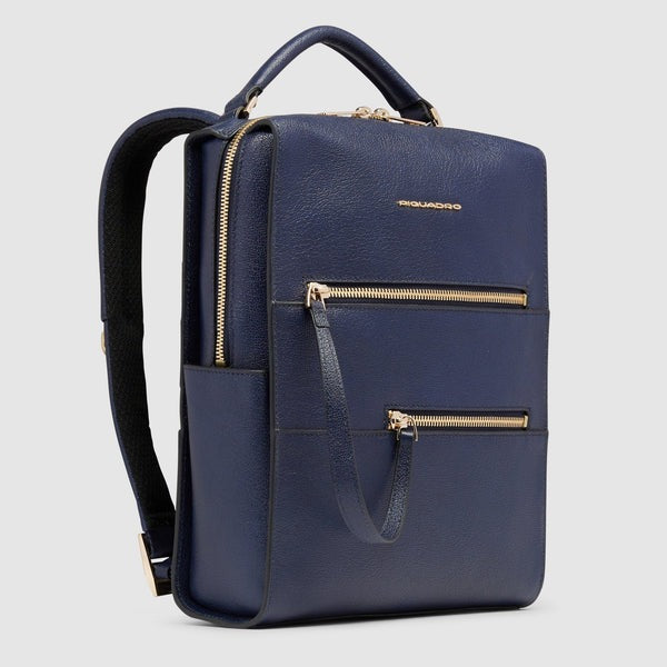 Zaino in pelle con doppia zip CA6771W140 BLU PIQUADRO 
