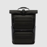 PIQUADRO zaino porta pc 15,6 pelle e tessuto Nero