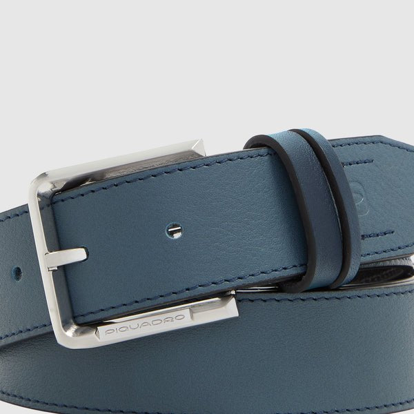 cintura uomo in pelle con fibbia ardiglione CU7213W144 BLU PIQUADRO 