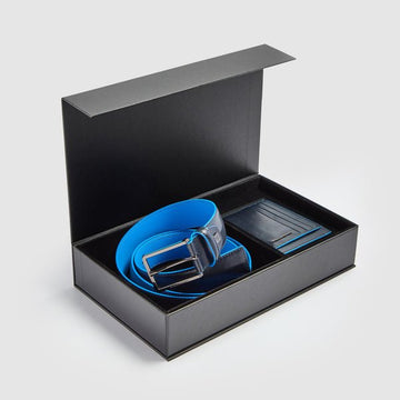 cofanetto regalo con cintura e portacarte CUBOX17B2 BLU2 PIQUADRO 